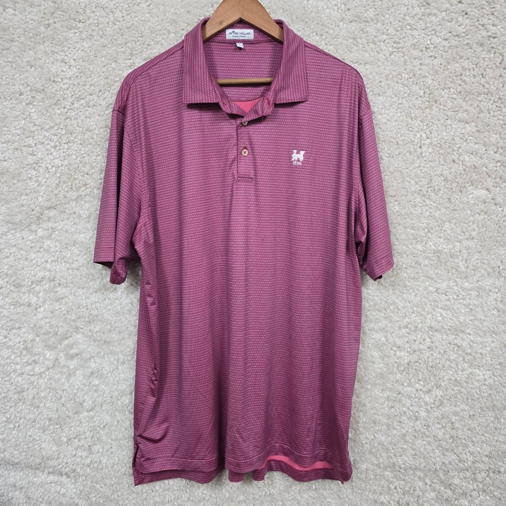 Peter Millar Polo Shirt Mens XL Pink Geometric Summer Comfort Performance Golf